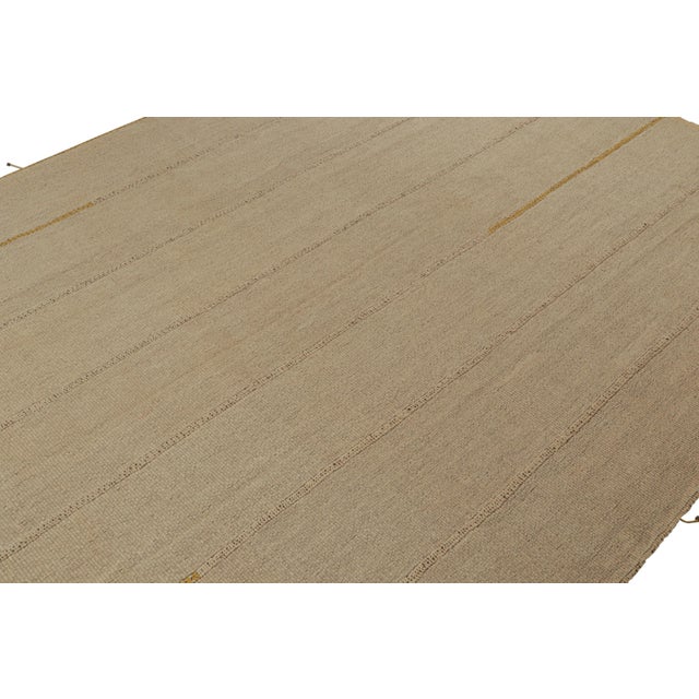 Rug & Kilim Rug & Kilim’s Contemporary Kilim in Beige With Gold and Brown Accents For Sale - Image 4 of 7