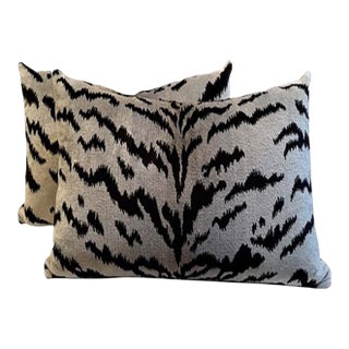 Scalamandré Silk and Cotton Tiger Velvet Pillows - A Pair For Sale