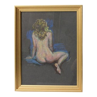 1982 "Art School Model" Oil Pastel Drawing by John Elliot, Framed For Sale
