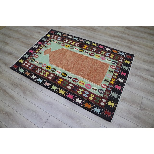 Tribal 1970s Tribal Style Handmade Oushak Kilim Rug For Sale - Image 3 of 7