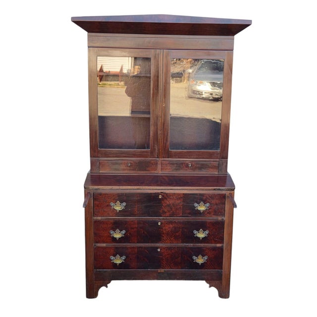 Wood 19th C American Mahogany/ 2 Pieces/ Victoria Secretary Refurbished. For Sale - Image 7 of 18