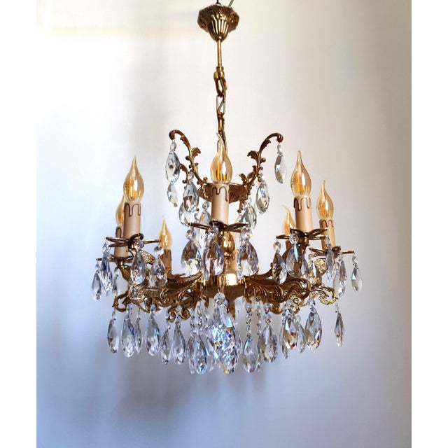 Art Deco 1960s Crystal Ceiling Peacock Original Bohemia Light For Sale - Image 3 of 17