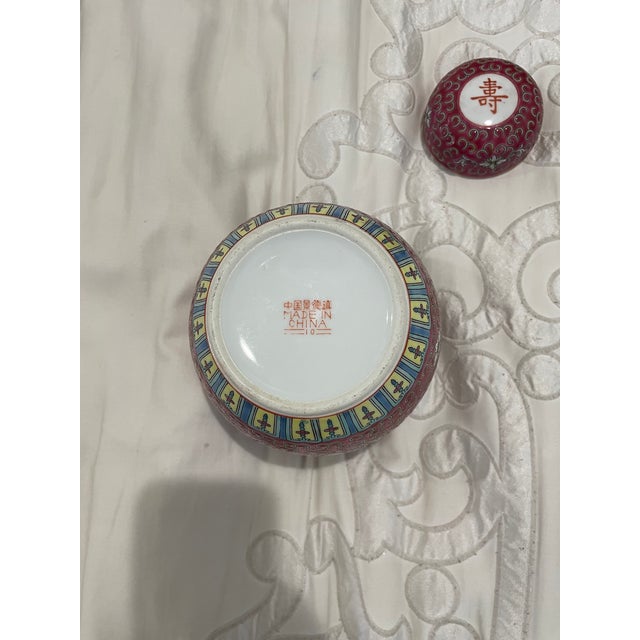 Chinese Vintage Red Famille Rose Chinese Tea Set For Sale - Image 3 of 14