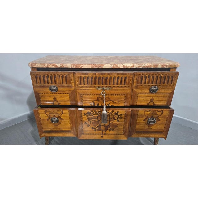 French Inlaid Commode Chest of Drawers, 1920 For Sale - Image 15 of 17