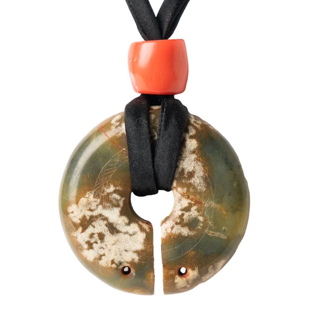 Chinese Chinese Archaic Nephrite Jade & Coral Bead Necklace, 2000 Bc For Sale - Image 3 of 7