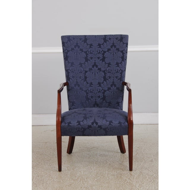 Age: Approx: 30 Years Old Details: Mt Vernon Collection High Quality Construction Federal Style Blue Damask Upholstery...