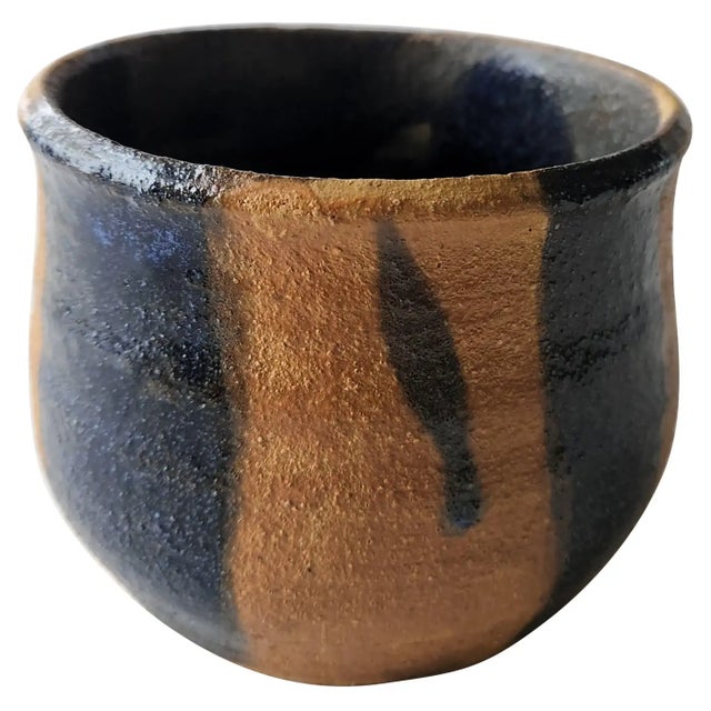 Ceramic 1982 Studio Art Pottery Blue Terracotta Vase California For Sale - Image 7 of 7