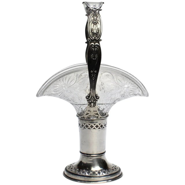 Antique Gorham Sterling Silver and Cut-Glass Handled Basket For Sale - Image 11 of 11