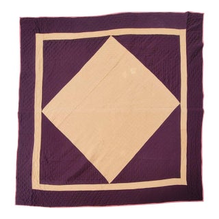 1930s Amish Wool Center Diamond in a Square Quilt For Sale