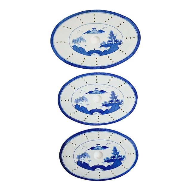 Antique Chinese Ceramic Strainer Set of 3 For Sale
