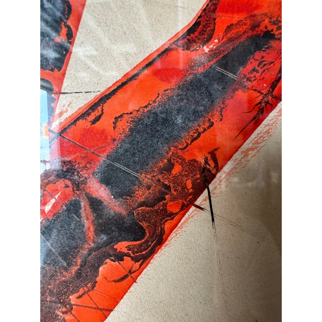 1970s Vintage Expressionist-Style Abstract Gouache - Watercolor Painting, Framed For Sale - Image 10 of 12