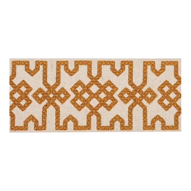 Sample - Schumacher Knotted Trellis Tape in Ocher E on Unbleached For Sale