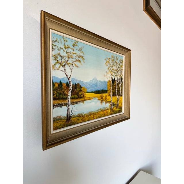 1970s Vintage Fall Landscape Oil on Canvas Painting, Signed For Sale - Image 10 of 12