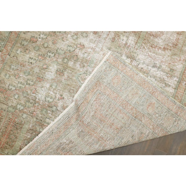 Green Antique Zabihi Collection Worn Persian Small Square Rug - 3'7" x 4'4" For Sale - Image 8 of 8