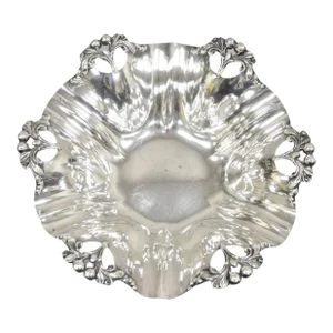 Vintage Victorian Silver Plated Handkerchief Candy Dish Fruit Bowl Berry Design