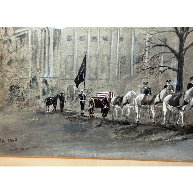 Vintage Original 1963 Mary Jo Waters JFK Presidential Funeral Acrylic Painting For Sale - Image 11 of 13