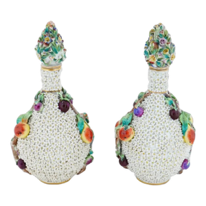 Antique Meissen Manner Snowball Porcelain Vases- Set of 2