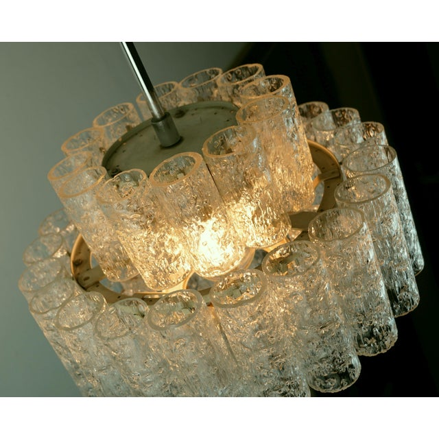 Mid-Century Ice Glass 3-Tier Chandelier with 45 Glass Tubes from Doria Leuchten, 1960s For Sale - Image 15 of 17