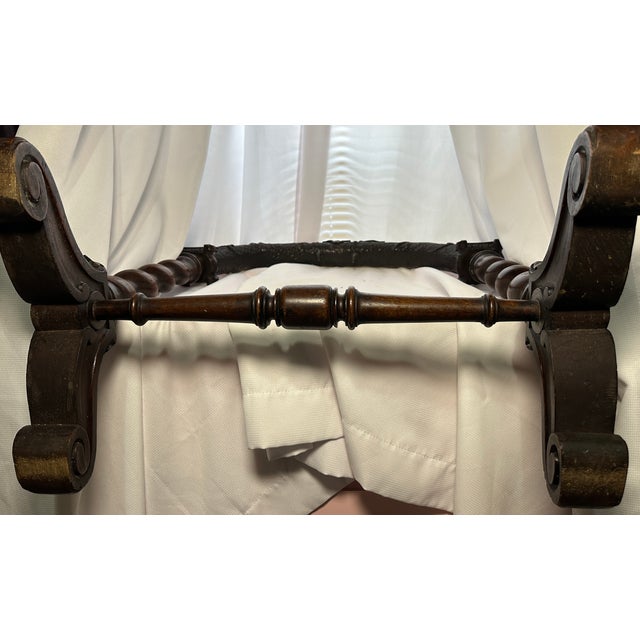 Brown Antique English Carved Oak & Brass Dinner Gong W/ Barley Twist Legs & Mallet For Sale - Image 8 of 10