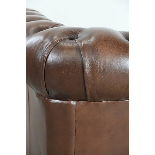 English Chesterfield Brown Cowhide Club Armchair For Sale - Image 13 of 16