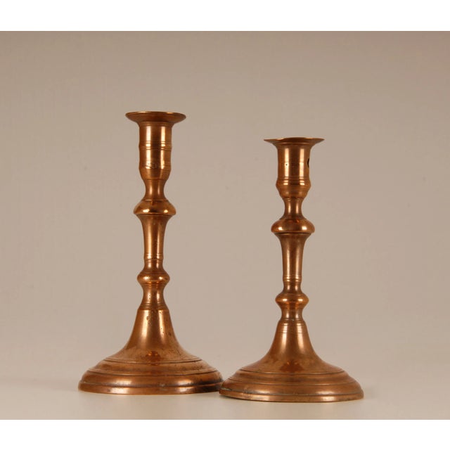 Metal 18th Century Candlestick Vases with Bell Nozzle and Stepped Base, Set of 2 For Sale - Image 7 of 8