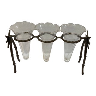 1980s Set of 3 Vase Supports Brass For Sale