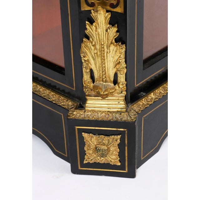 Antique French Napoleon III Ebonized Boulle Pier Cabinet, 1860s For Sale - Image 10 of 18