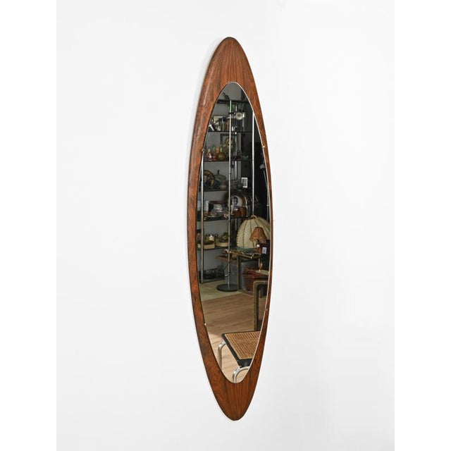 Gold Vintage Italian Mirror in Rosewood and Brass by Osvaldo Borsani, 1950s For Sale - Image 8 of 12