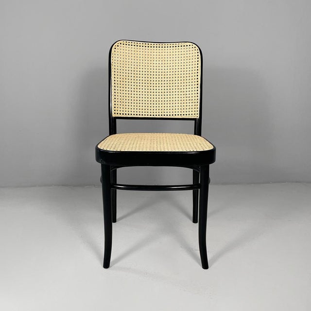 Italian Modern Chair in Straw and Black Wood, 1980s For Sale - Image 3 of 11