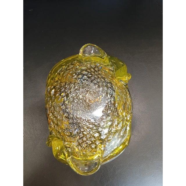 Yellow Mid-Century Murano-Attributed Yellow Glass Ashtray For Sale - Image 8 of 10