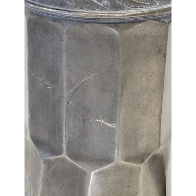 Antique Circa 1900 Art Nouveau Kayserzinn "4010" Pewter Tankard With Monogram For Sale - Image 12 of 12