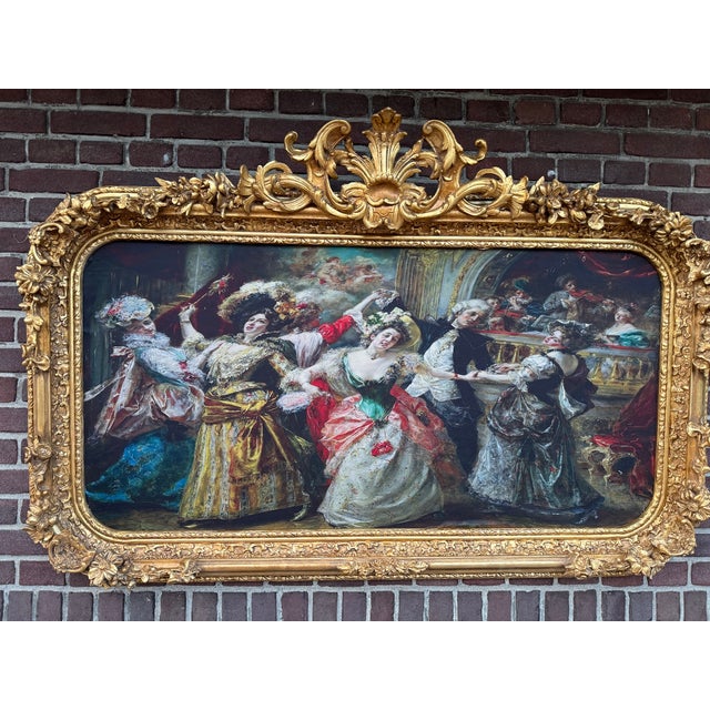 1960s Italian Rococo Gold Beech Textile Wall Art 1pc For Sale - Image 10 of 15