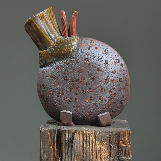 Postmodern Vintage Postmodernist Hand Built Surrealist Ceramic Vessel For Sale - Image 3 of 7