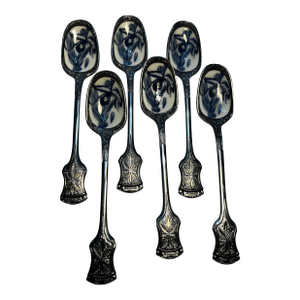 Vintage M Brite 6 Silver Plate Dessert Spoons