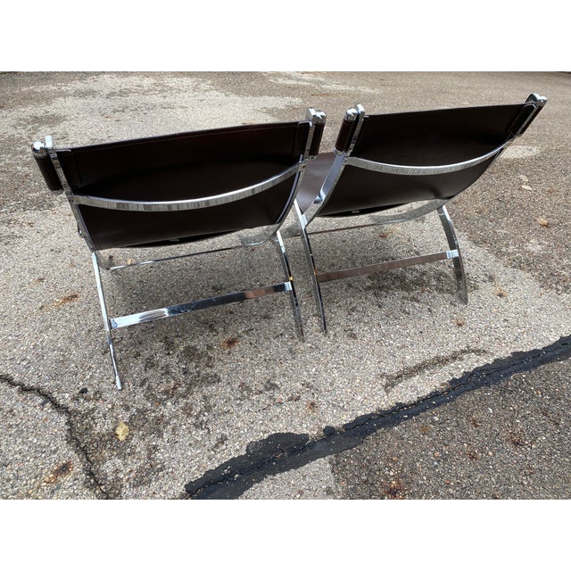 Pair of Italia Scissor Chair in the Style of Paul Tuttle Antonio Citterio for Flexform For Sale - Image 6 of 7