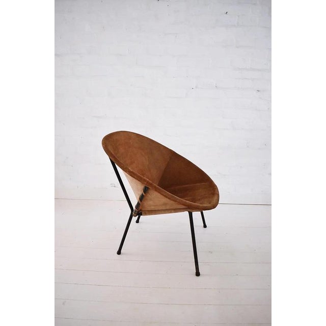 Vintage Balloon Easy Chair in Suede, Hungary, 1960s For Sale - Image 4 of 14