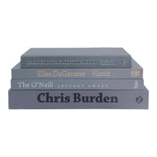 Decorative Books - Slate Coffee Table Stack - 4 Grey Books For Sale