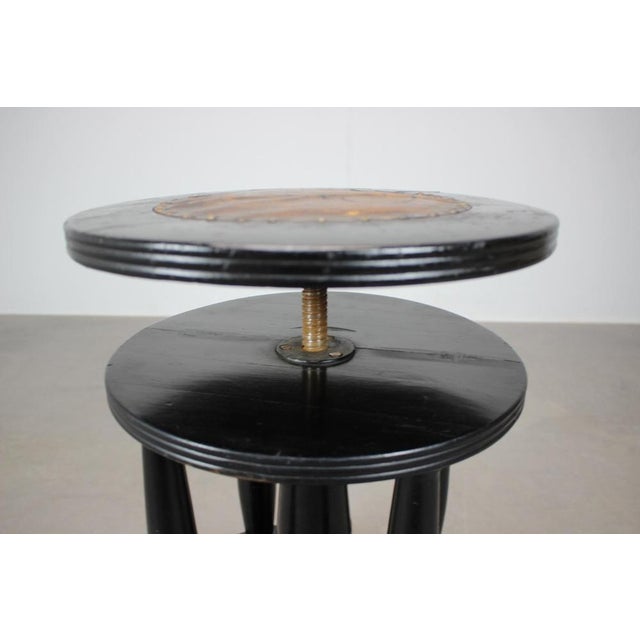 1910s Antique Adjustable Piano Stool with Leather Seat, 1910s For Sale - Image 5 of 11