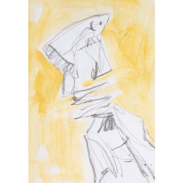 A mixed media drawing by the American artist James L. Bruch (1942-2023). This abstract work depicts a figure-like form...