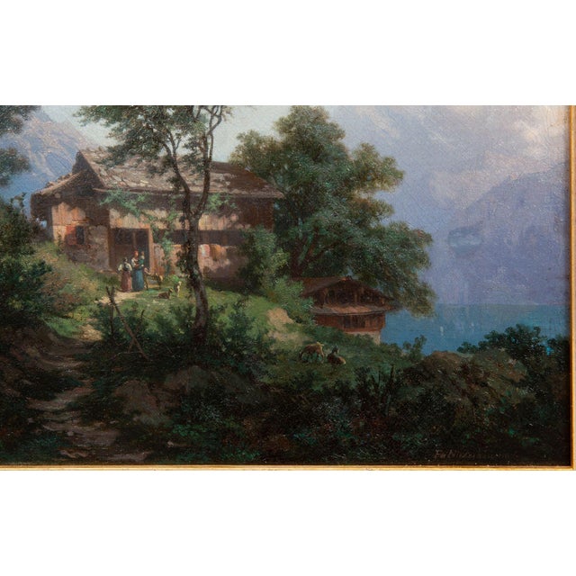 19th Century Swiss Antique Oil Painting of Mountains by Francois Niederhausern For Sale - Image 6 of 18