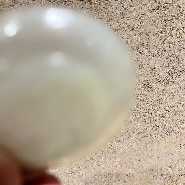 Fine Antique Chinese Qing Dynasty Carved Jade Petite Saucer Plate Set of Two For Sale - Image 10 of 10