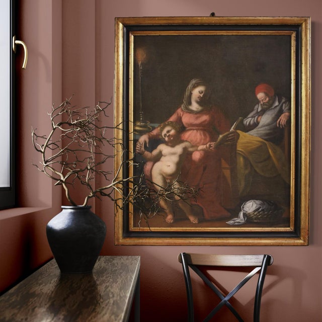 Italian Artist, Holy Family with Sleeping Saint Joseph, 1610, Oil on Canvas, Framed For Sale - Image 15 of 16