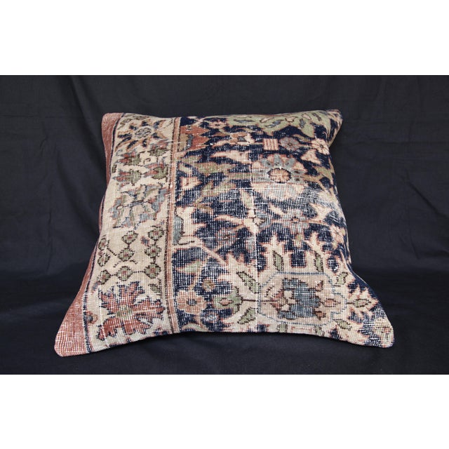 Handmade Navy Blue Rug Pillow Cover -20'' X 20'' For Sale - Image 12 of 13