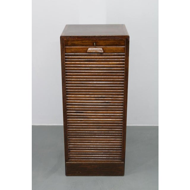 Tambour Office Wooden Cabinet, 1950s, in Very Good conditions. Designed 1950 to 1959