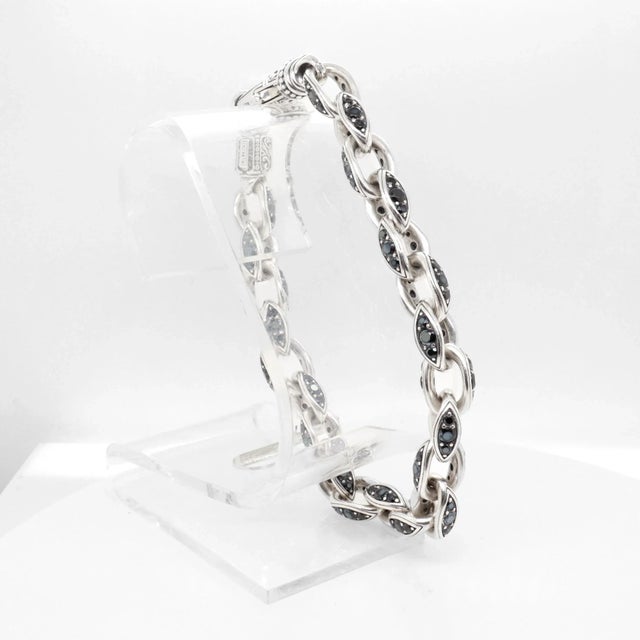 Konstantino Plato Sterling Silver & Black Spinel Cable Link Bracelet For Sale In Philadelphia - Image 6 of 12