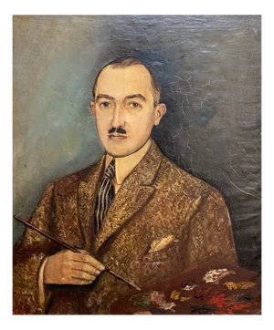 V. Marendaz, Portrait of a Painter in Costume, 1920, Oil on Canvas, Framed