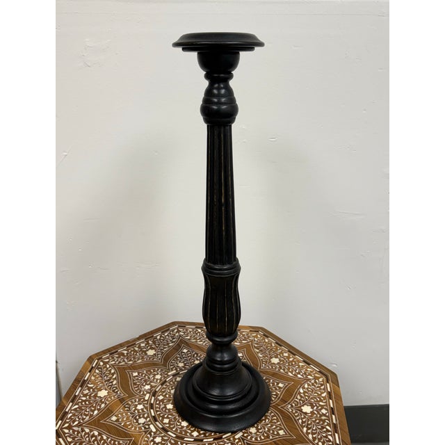 2010s Global Views Ebony Wood Candle Holders, Set of Two For Sale - Image 5 of 12