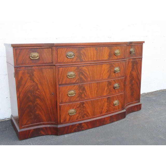 Wood Flame Mahogany Long Credenza Sideboard Media Console Bathroom Vanity 6903 For Sale - Image 7 of 15