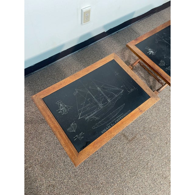 Brown Late 20th Century Isiah L. Jefferson Nautical Slate Side Tables - Set of 2 For Sale - Image 8 of 11
