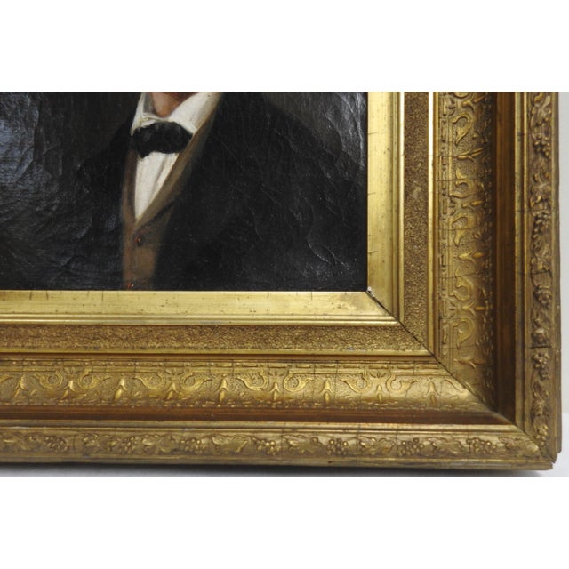 19th Century Victorian Oil on Canvas Portrait of Young Man in Gilt Frame For Sale - Image 4 of 9